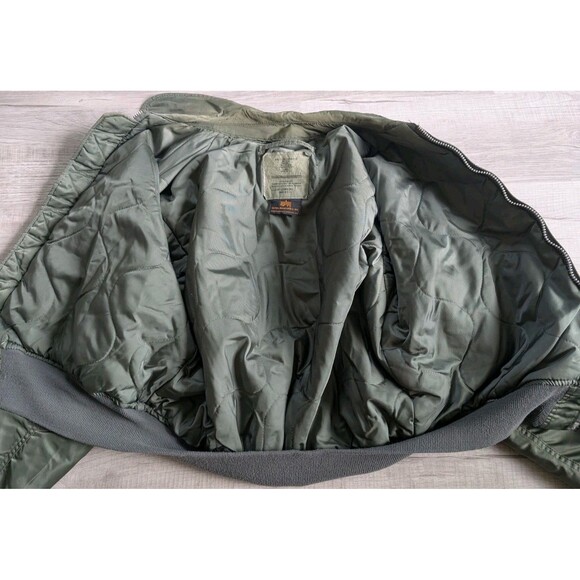 Vintage Jacket Flyer’s Cold Weather Bomber Alpha Industries Men’s Sz L Green - Picture 3 of 10